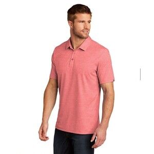 Travis Mathew XL Golf Polo Shirt Oceanside Heather Cardinal Heather Sleeve Logo